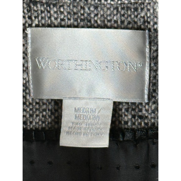Worthington Women's Gray Tweed Wool Blend Button Front Knee Length Coat - Medium - Picture 3 of 10